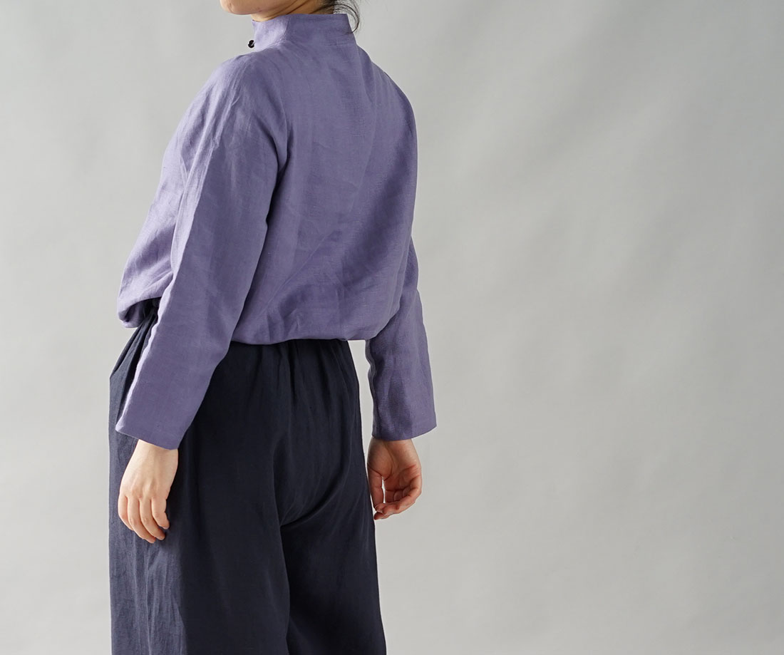wafu 綿貫服装店 リネンチュニック シワノズリ ブラウス 長袖 トップス/ヴィオラッセ グリーゼ トップス カットソー Tシャツ リネン 麻 リネントップス 麻トップス シャツ ブラウス スタンドカラー ハイネック 襟付き 長袖シャツ 長袖