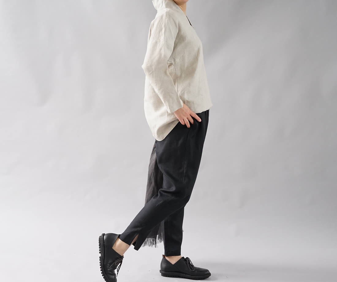 wafu わたぬき服装店 リネントップス 禅 着物襟 ドルマンスリーブ リネン100% 九分袖 リネン ブラウス チュニック / 亜麻ナチュラル トップス カットソー Tシャツ リネン 麻 リネントップス 麻トップス 7分袖 7分袖トップス 7分袖カットソー 七分袖 半端袖 五分袖 5分袖 着物衿 亜麻ナチュラル 生地柄 リネンTシャツ リネンカットソー リネントップス ベージュ 生成り キナリ デザイントップス トレンド 旬 着こなし 春 夏 秋 冬 レディース wafu 新作