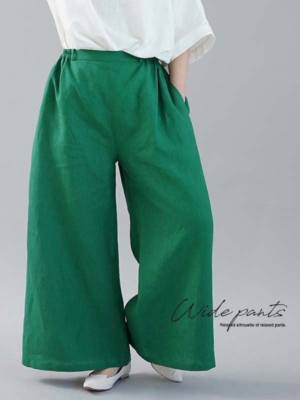 人気のファッショントレンド 驚くばかりグリーン ワイド パンツ