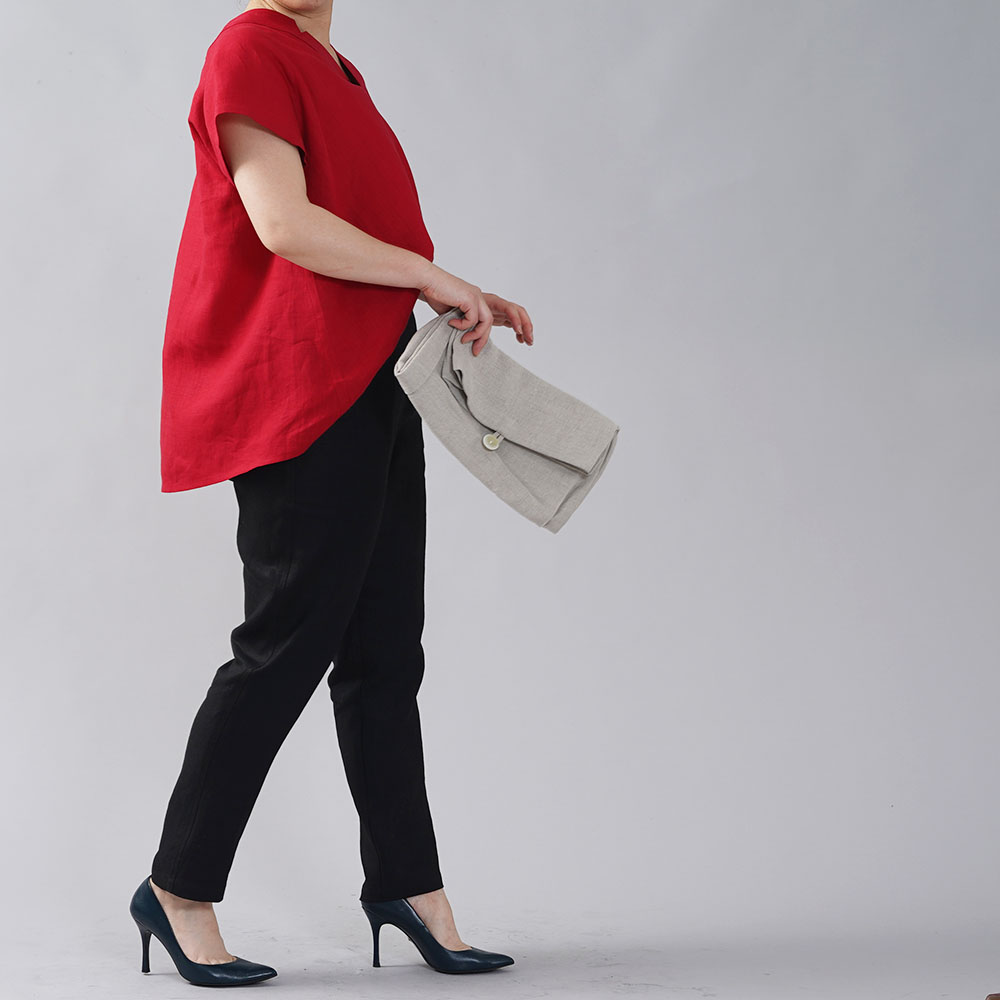 【wafu premium linen 】リネン パンツ wafu史上最高のリネン 脚長効果 キレイめスタイル オフィスにも ロングパンツ/ブラック【M-L】b010f-bck2