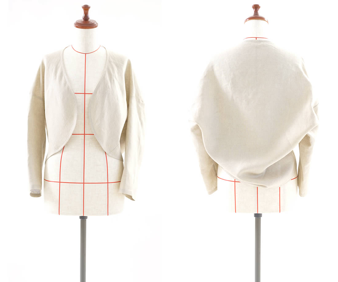 wafu 綿貫服装店 リネン100% マーガレット ボレロ トッパーカーディガン /亜麻ナチュラル 羽織り,アウター,カーディガン,ボレロ,長袖,冷房対策,紫外線対策,UV対策,無地,ナチュラル
