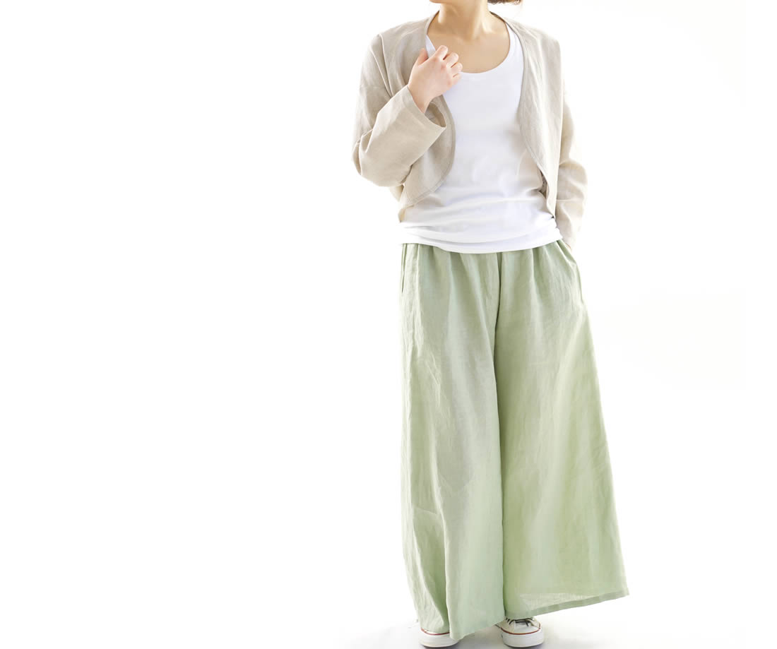 wafu 綿貫服装店 リネン100% マーガレット ボレロ トッパーカーディガン /亜麻ナチュラル 羽織り,アウター,カーディガン,ボレロ,長袖,冷房対策,紫外線対策,UV対策,無地,ナチュラル