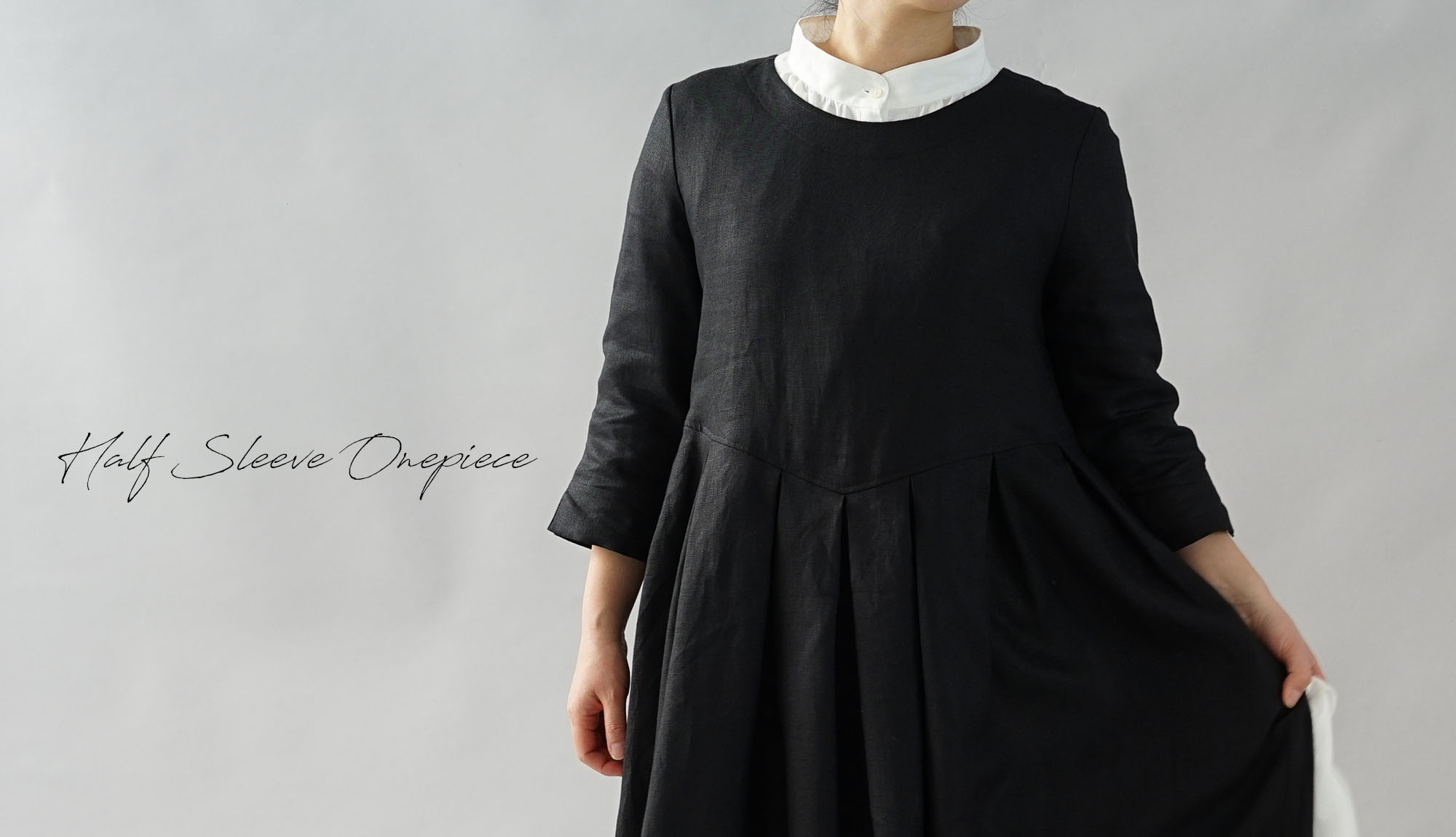 リネンワンピース 半袖 7分袖の商品一覧薄地から厚地まで多様な厚みのリネン取り揃えています Wafu