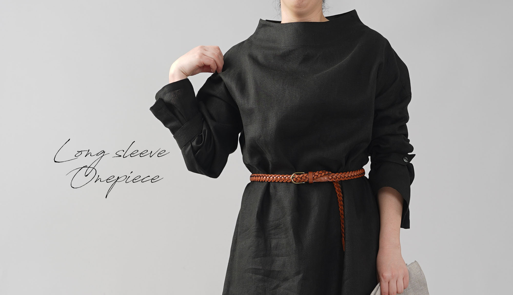 リネンワンピース 長袖の商品一覧 薄地から厚地まで多様な厚みのリネン取り揃えています Wafu