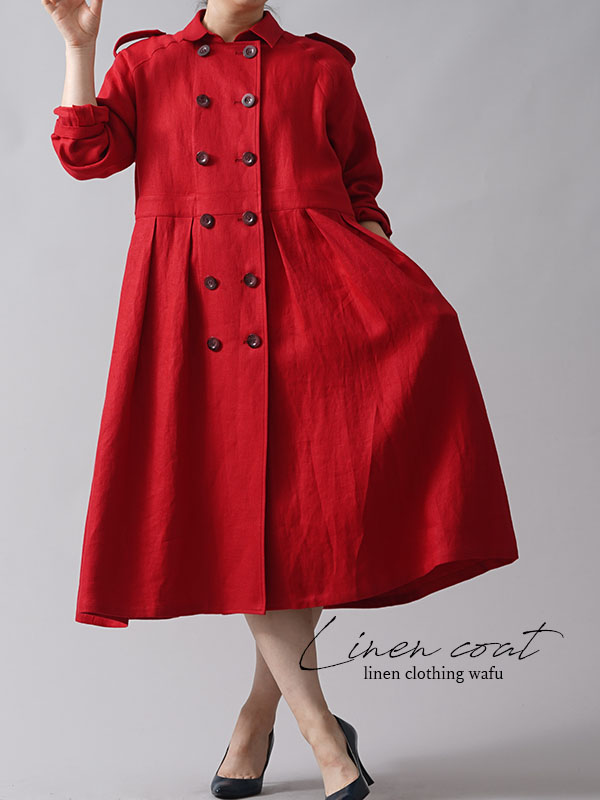 プレミアム】神々しいほど美しい リネン トレンチコート ドレス 