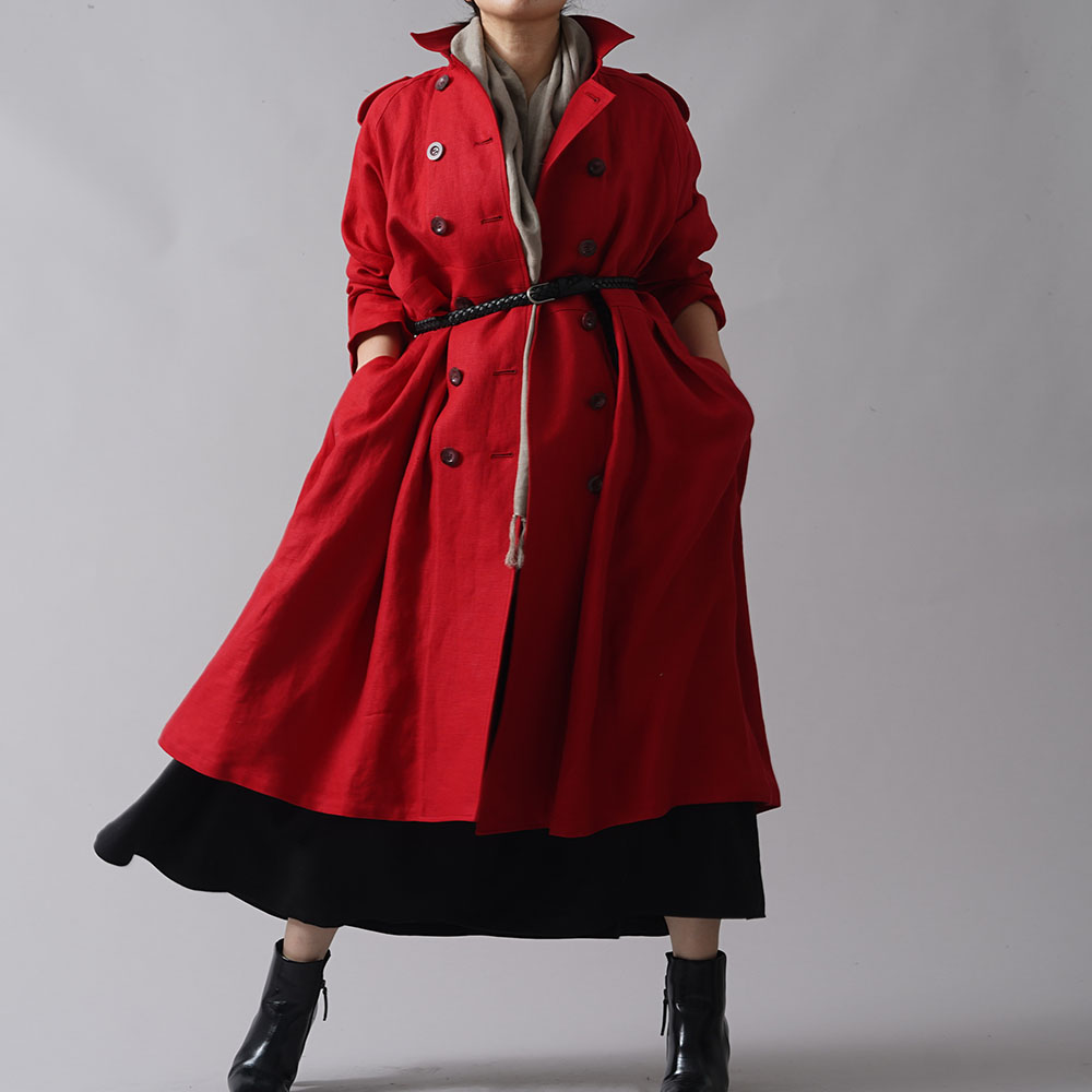 【wafu premium linen】リネン トレンチコートワンピース 2way 羽織にもワンピースにも wafu史上最高の上質リネン wafuプレミアムリネン 高密度リネン /クリストローゼ【free】h016a-ctr2