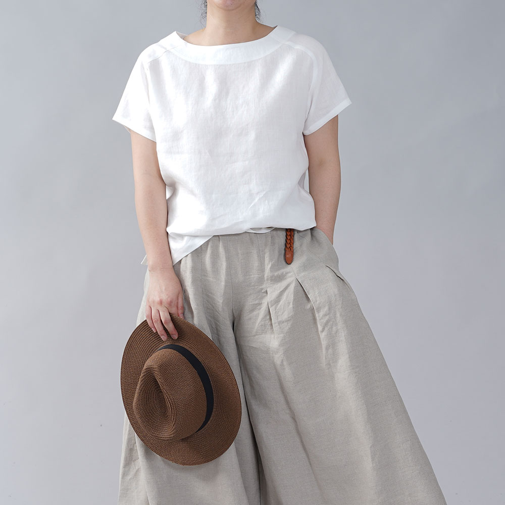 やや薄地 リネン Tシャツ リネンブラウス リネントップス リネンTshirt 男女兼用 ユニセックス 半袖 丸首 クルーネック ラグラン Tシャツ/ホワイト【M-L】t038f-wht1