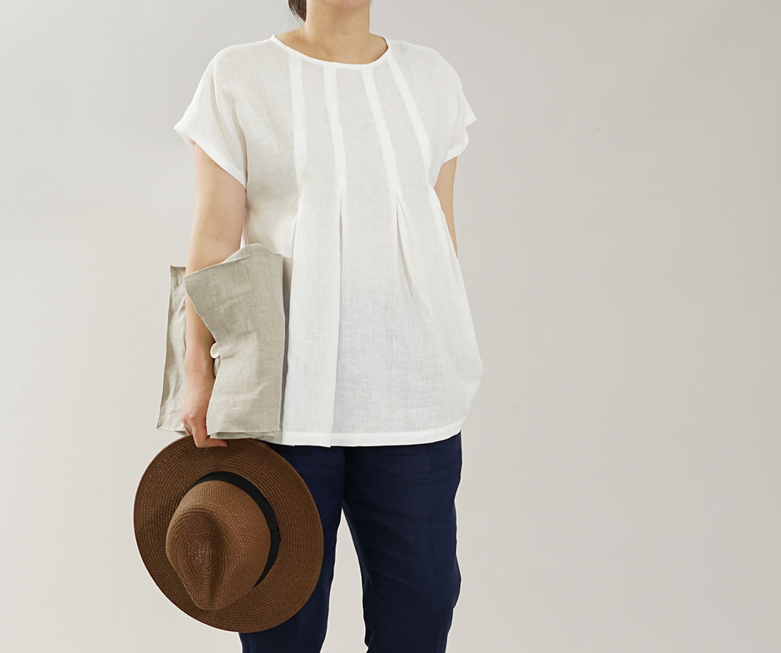wafu わたぬき服装 わふ ワフ 薄地 雅亜麻 リネンブラウス 2重ヒダの技法を使用した フレンチスリーブ トップス 白 M-L t039a-meg1 トップス カットソー Tシャツ リネン 麻 リネントップス 麻トップス 丸首 クルーネック Uネック ブラウス プルオーバー チュニック フレア 無地 無地トップス 白 白色 ホワイト トレンド 半袖 半袖トップス 半袖Tシャツ はんそで 半そで 半端袖 旬 着こなし 春 夏 秋 冬 レディース wafu 新作