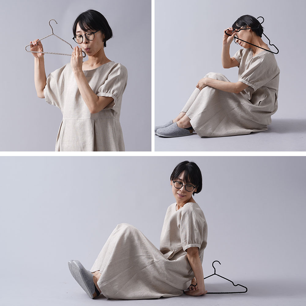 リネンまきまきハンガー リネンハンガー 45度バイヤスで巻くスチールハンガー 捨てずに活かす/3色展開【横幅40cm】z000z-1set